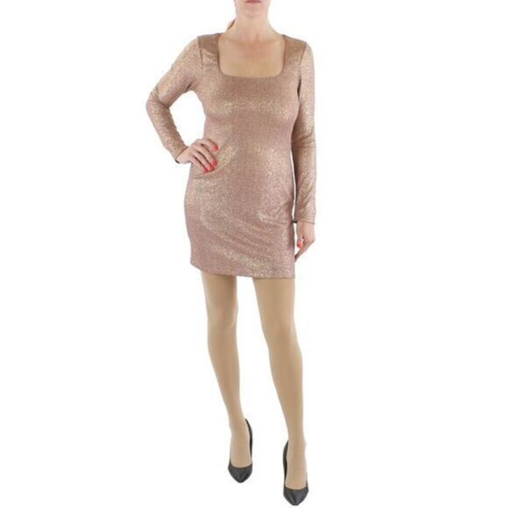 City Studios Women's Mauve Juniors Metallic Mini Bodycon Dress Size M